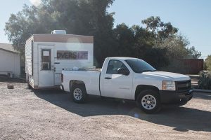 The old Ed trailer moves to the new facility